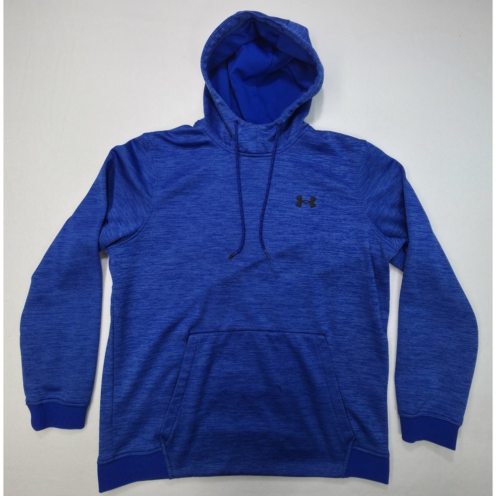 Under Armour Hoodie Men‎ L Blue Pullover Sweatshirt Fleece Mock Neck